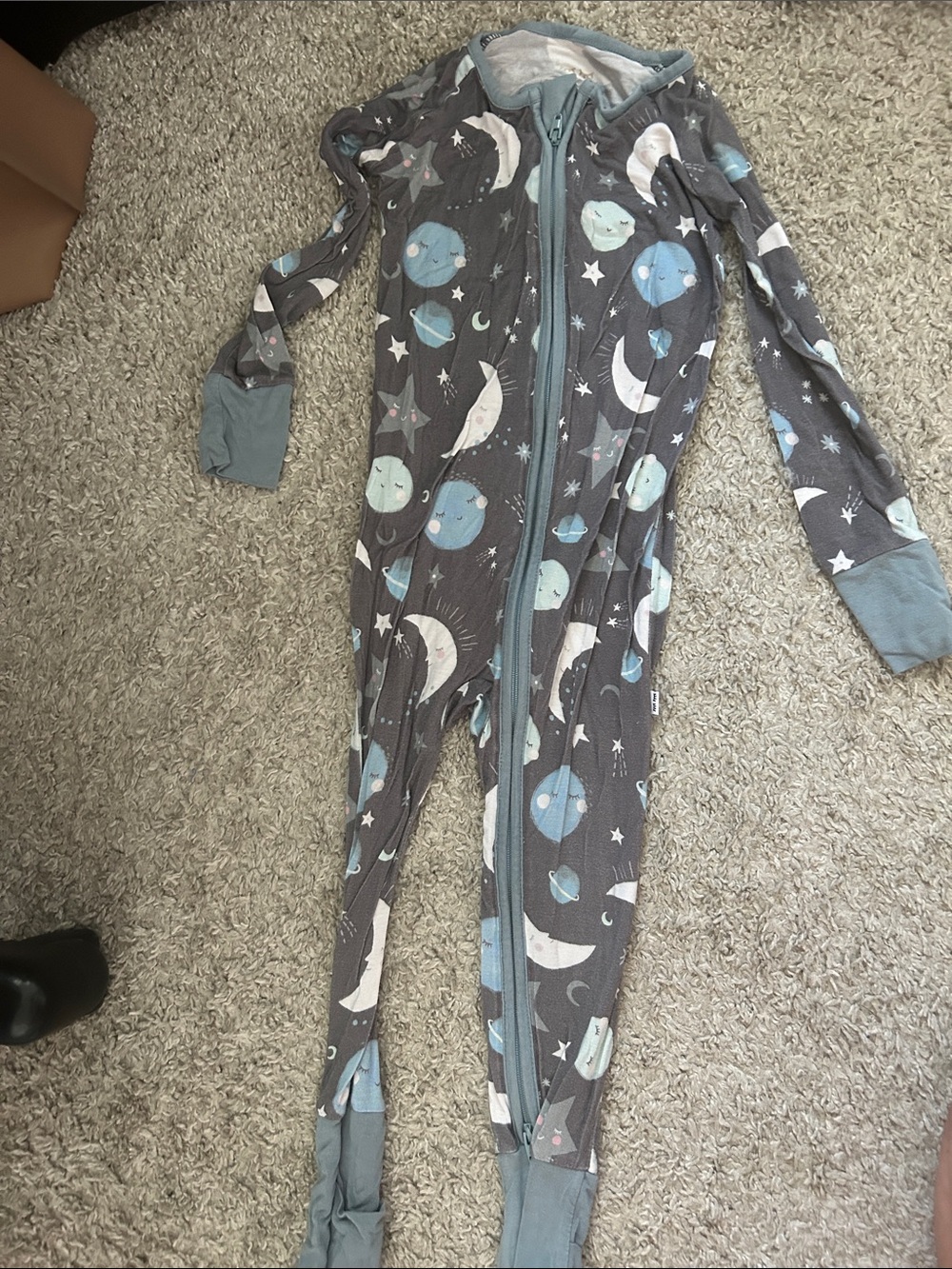 Little Sleepies moon and stars- Grey & Light Blue 18-24 months